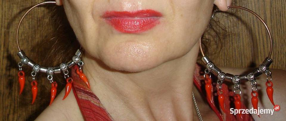 Kolczyki koła z motywem czewonym kupione w małopolskie sprzedam