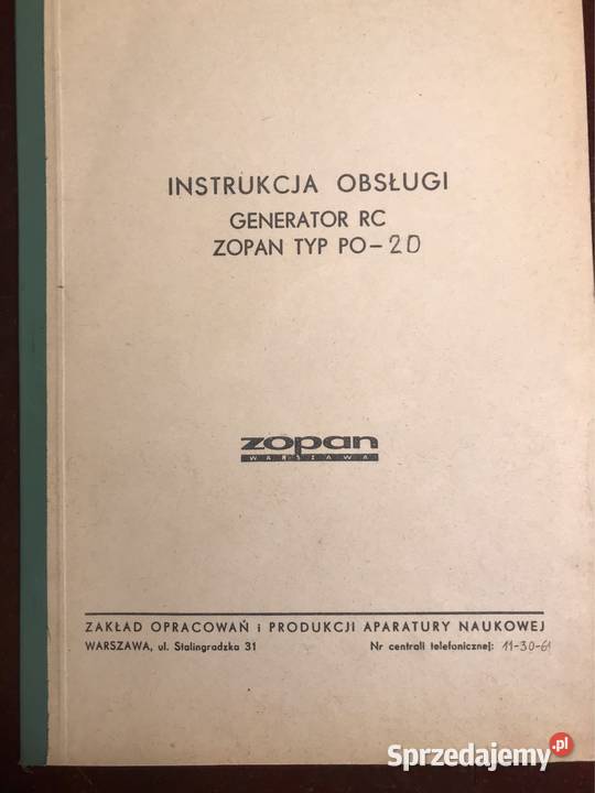 Generator RC ZOPAN 20 instrukcja Lublin