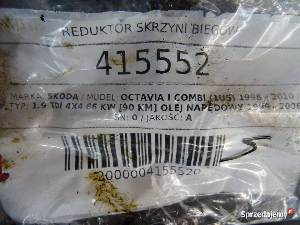 REDUKTOR SKRZYNI BIEGÓW SKODA OCTAVIA I 9810 19 sprzedam