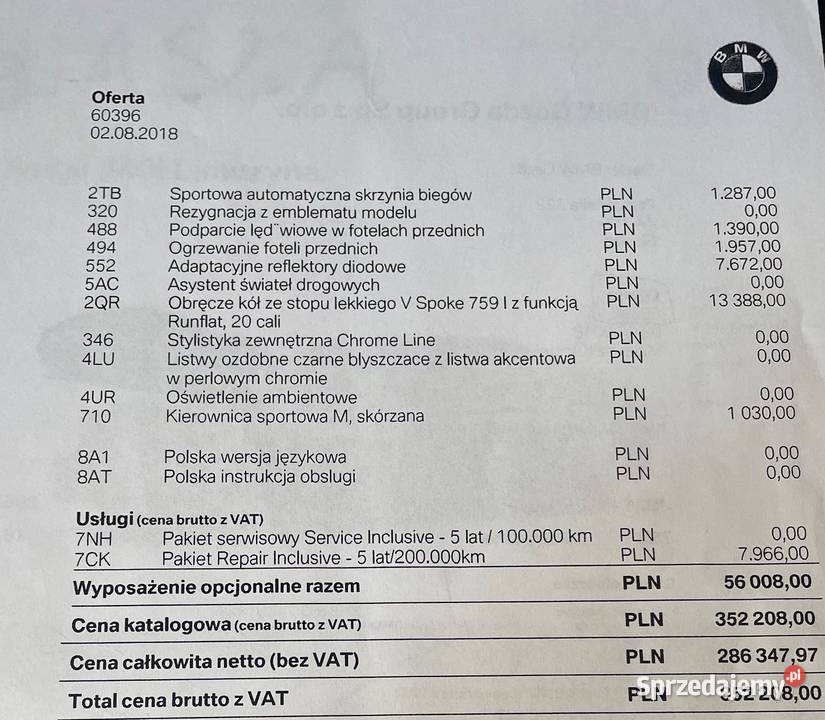 BMW 540i B58 RWD Perfekcyjny Stan Pełna Historia Rok produkcji 2018 Kielce