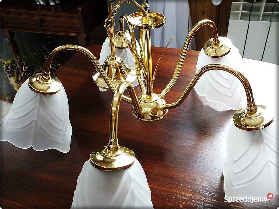 Złoty Żyrandol do salonu Piękna Lampa wisząca Żary