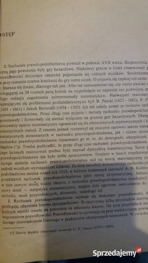 Rachunek prawdopodobieństwa podręcznik Warszawa sprzedam