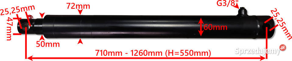 SIŁOWNIK Cylinder Hydrauliczny NURNIK 50x SKOK Pozostałe