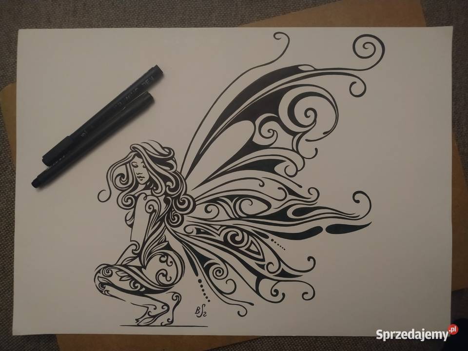 Rysunek motylka 5 cienk b tech A3 250 gm2 Malarstwo Warszawa