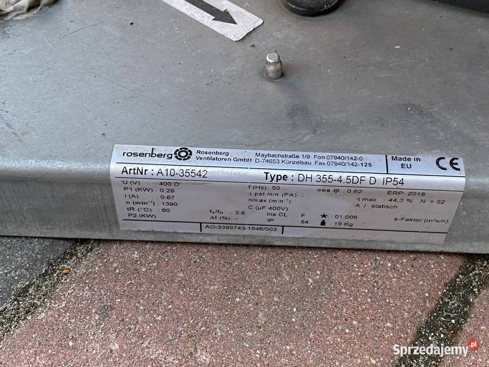 Wentylator Dachowy Rosenberg DH 35545DF D IP54 Pozostałe Nowy Tomyśl