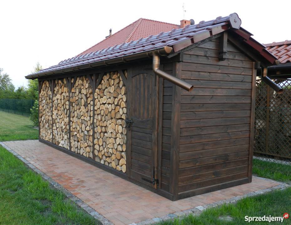 Drewutnia ozdobna z dwuspadowym dachem pod Architektura ogrodowa Piła Pierwsza