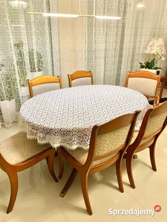 Antyk masywny owalny stół rozkładany drewniany Warzymice