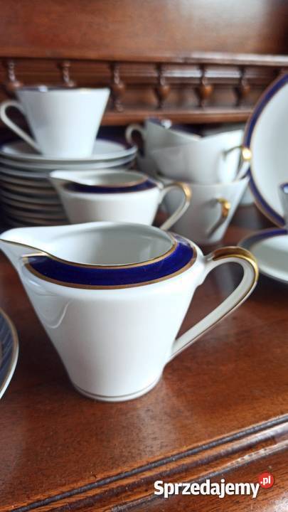 Cukiernica Porcelana kobaltowo złota Syg Gdańsk