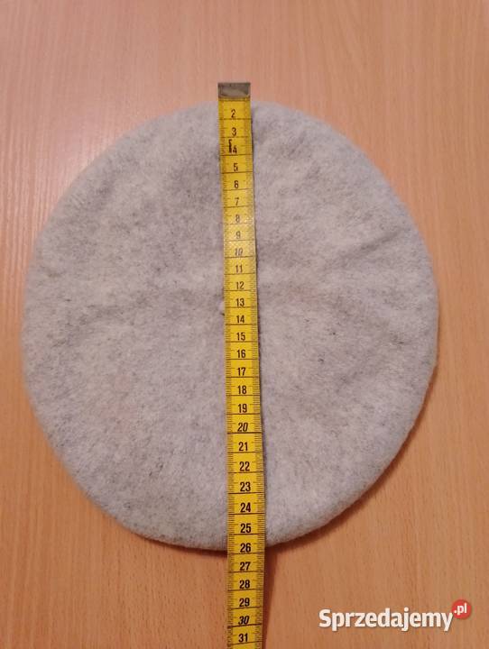 BERET wełniany szary melanż FEZKO 100 wełna z wielkopolskie Złotniki