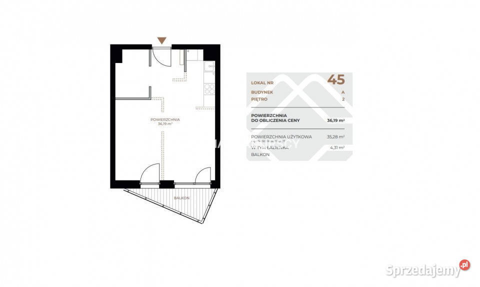 Sprzedaż mieszkania 3619m2 2 pokoje Kraków Rok budowy 2026