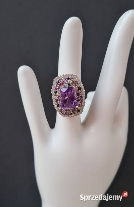 Srebrny pierścionek z kamieniami szlachetnymi srebro Otwock