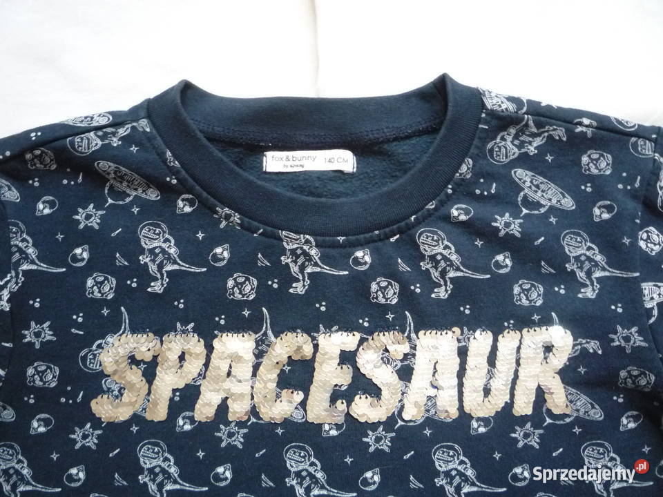 Sinsay 134 Granatowa Bluza dinozaury odwracajace