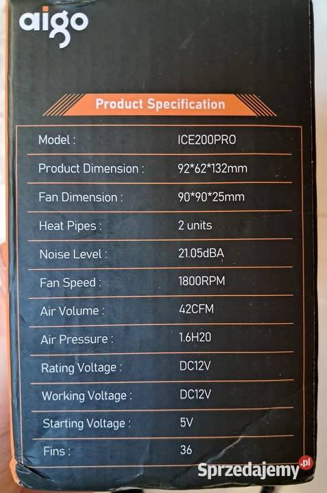 Chłodzenie Aigo do Intel 1700 LGA115X 775 i AMD Kraków sprzedam