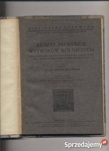 Koszty produkcji wytworów rolniczych