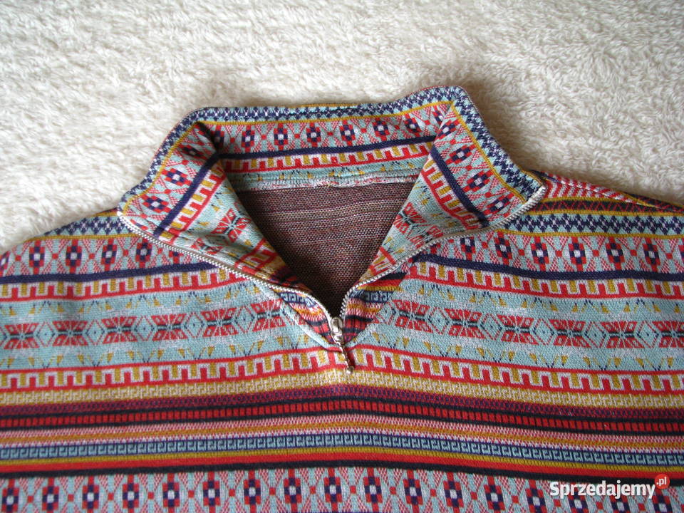 Bluza golf rozpinany pod szyją z geometrycznymi długi Brzegi sprzedam