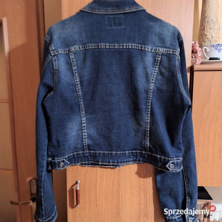 Granatowa jeansowa kurtka z kwiatem M L Moda i Styl Połaniec sprzedam