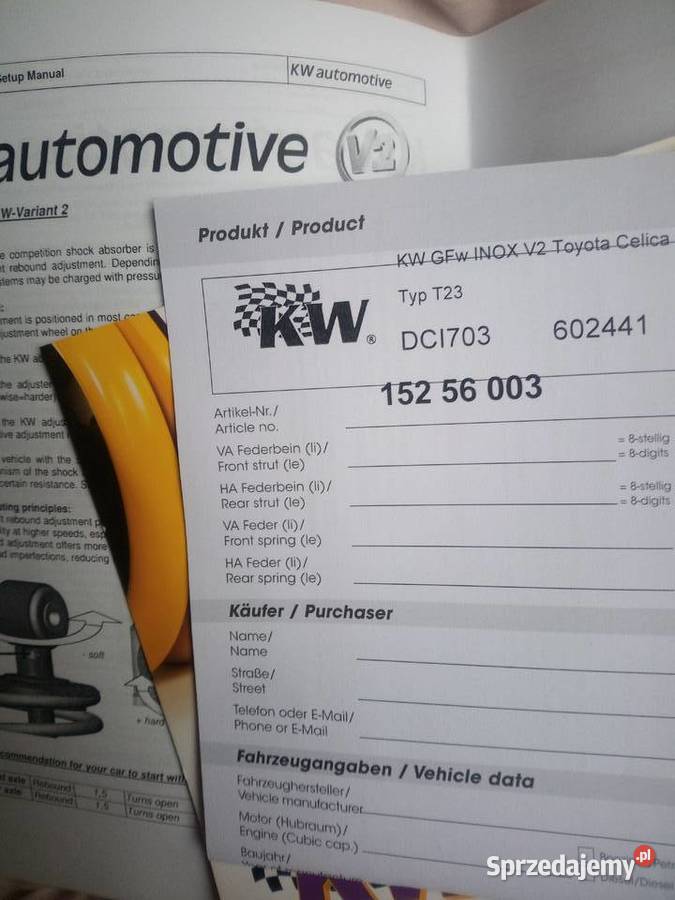 ZAWIESZENIE GWINTOWANE Gwint Kw var2 Toyota osobowe Aleksandrów Łódzki sprzedam