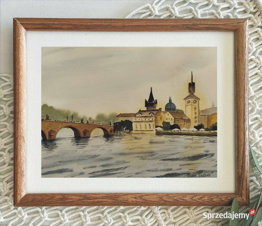 Akwarela Akwarelka Obraz Praga Most Karola pt Opole sprzedam