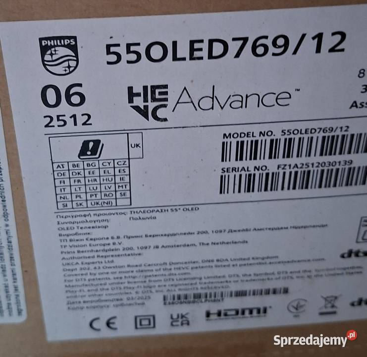 Nowy Telewizor Smart Tv Philips 55Oled 76912 Telewizory Katowice