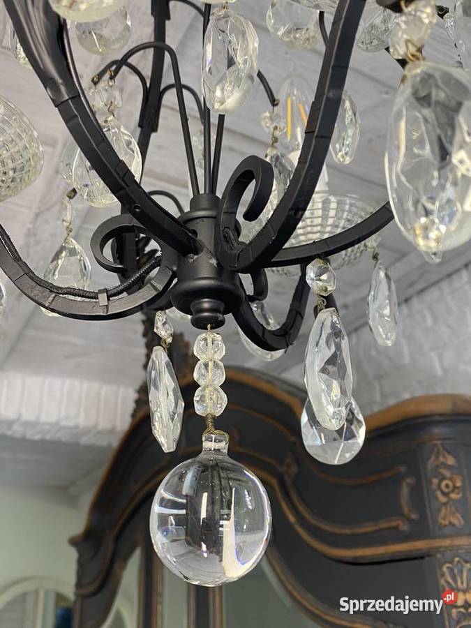Francuski kryształowy Żyrandol vintage 46 czarny Poznań