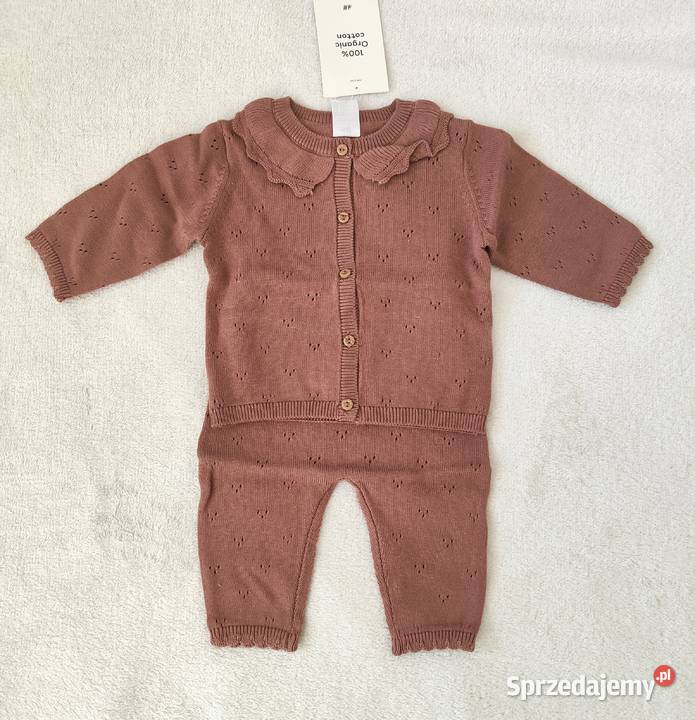 Komplet HM 56 bawełna brązowy kardigan sweter Szczecin