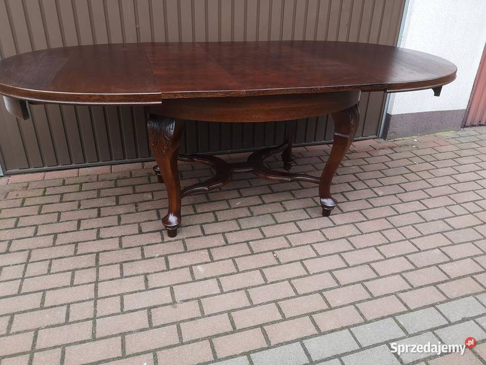 Stół Dębowy Owalny Dębowy Zgrabny Stary Antyk Swarzędz