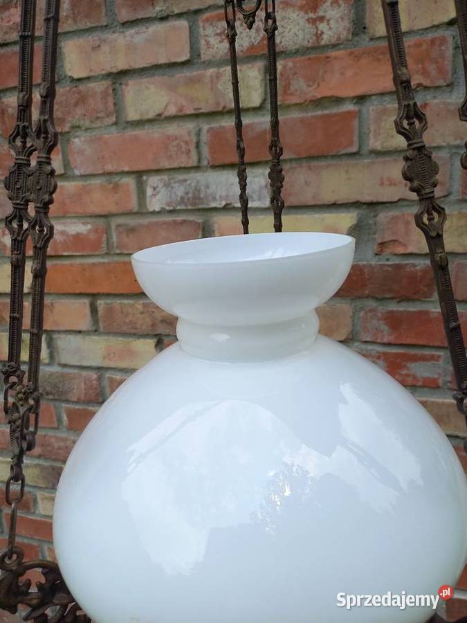 Żyrandol mosiężny metalowy z ceramiką ze Gawroniec