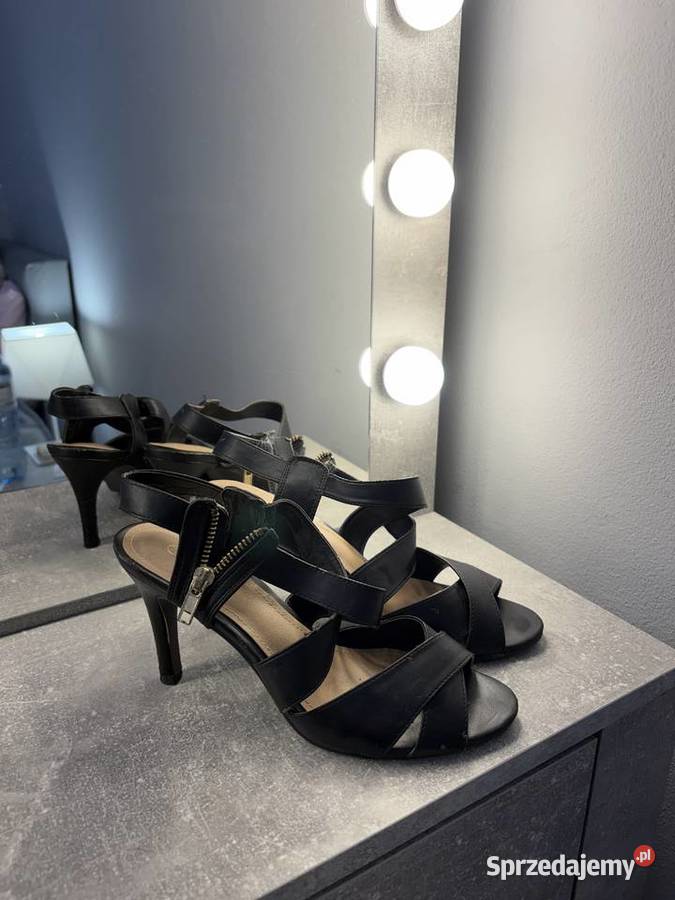 BUTY SZPILKI SANDAŁKI NA SZPILCE CZARNE Z Jasło