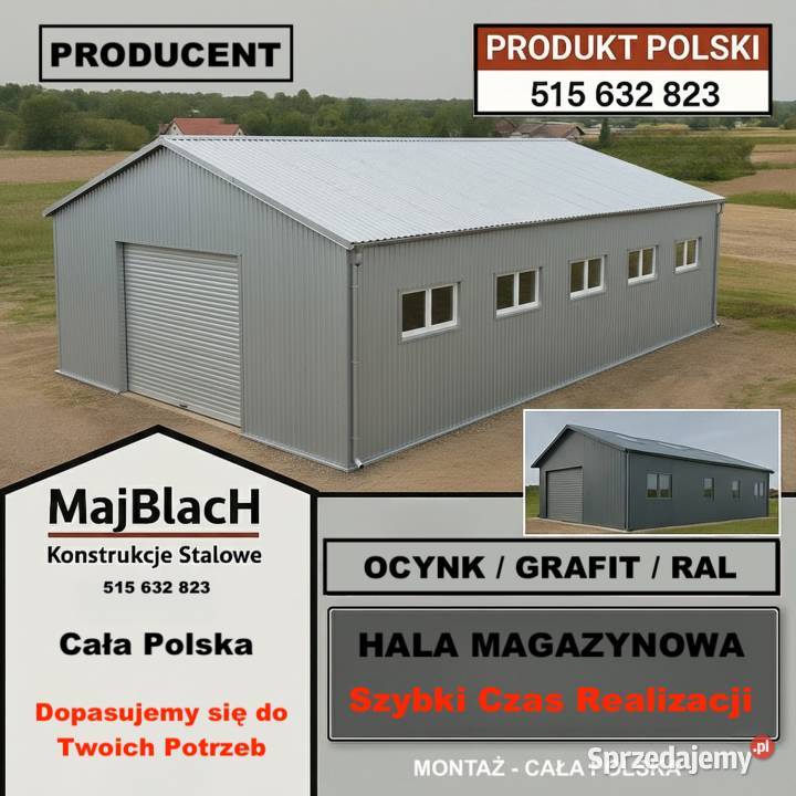 Konstrukcja Magazyn Hala Stalowa Garaż Blaszany sprzedam