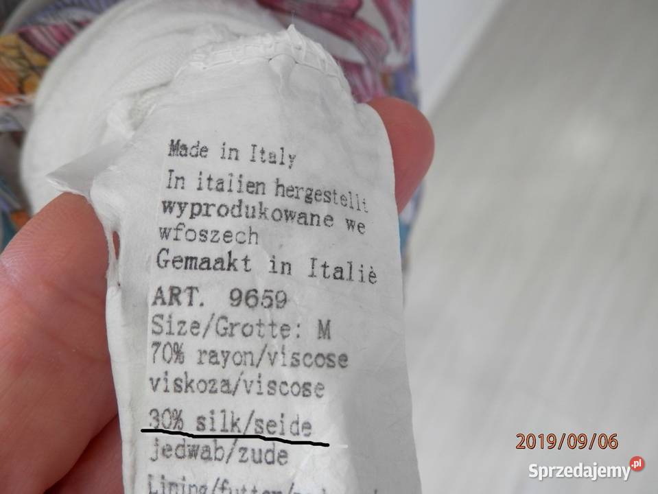 Spódnica Jedwabna w Kwiaty Rozkloszowana Włoska biały Spódnice i sukienki podlaskie Łomża