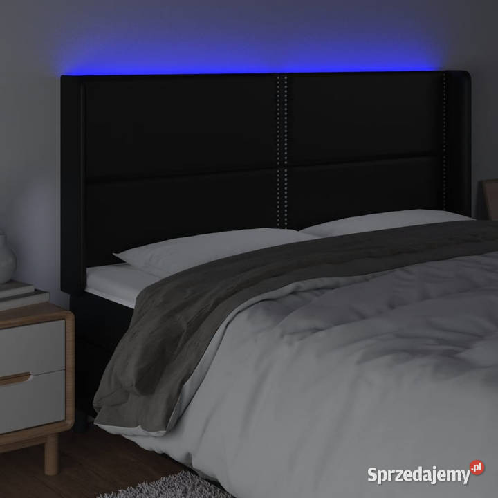 Zagłówek do łóżka z LED czarny 203x16x118128