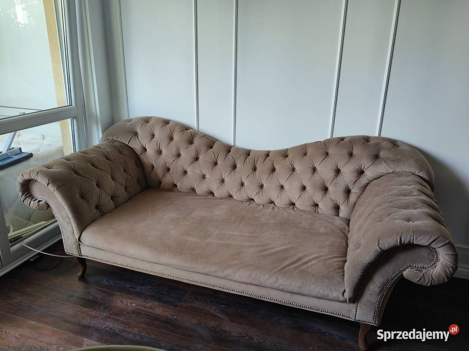 Pikowana Sofa Kanapa Welurowa Chesterfield Dom i Ogród Warszawa