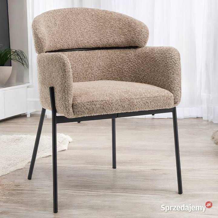 Krzesło Tapicerowane Bolzano Boucle Ciemnobeżowe Tarchały Małe