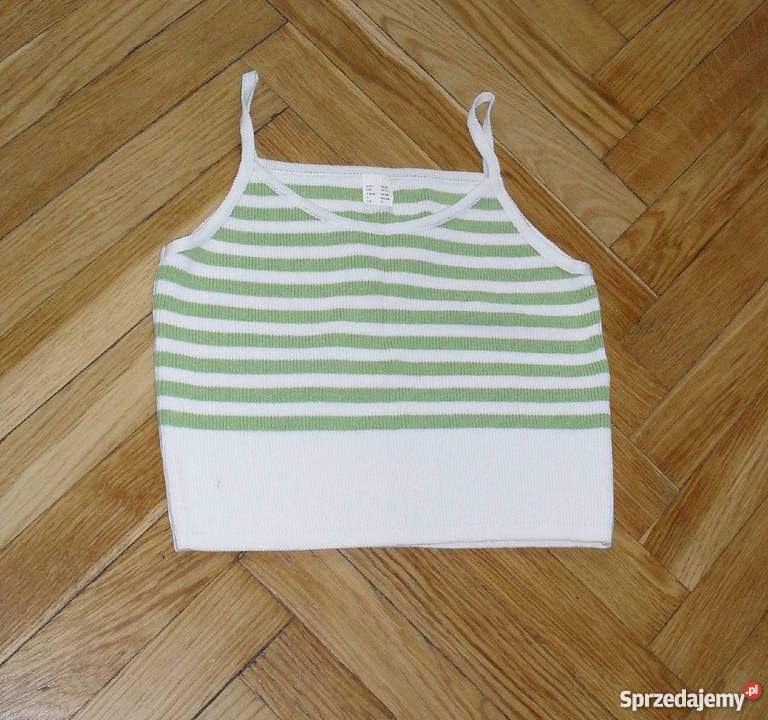 BIAŁY TOP W PASY W KOLORZE LIMONKI R 3638 Łódź