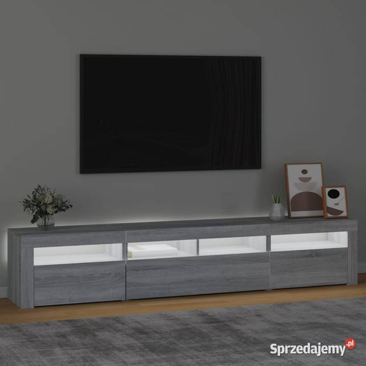 Szafka pod TV z oświetleniem LED szary dąb Warszawa sprzedam