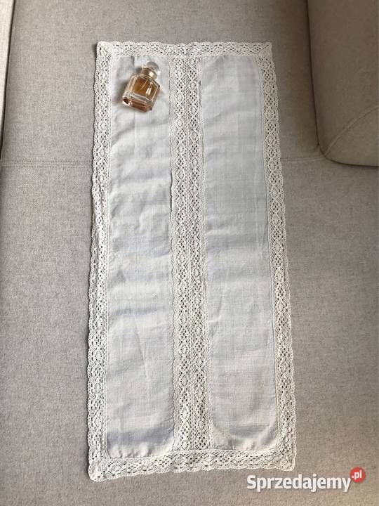 Lniana serweta bieżnik bawełniana koronka Warszawa