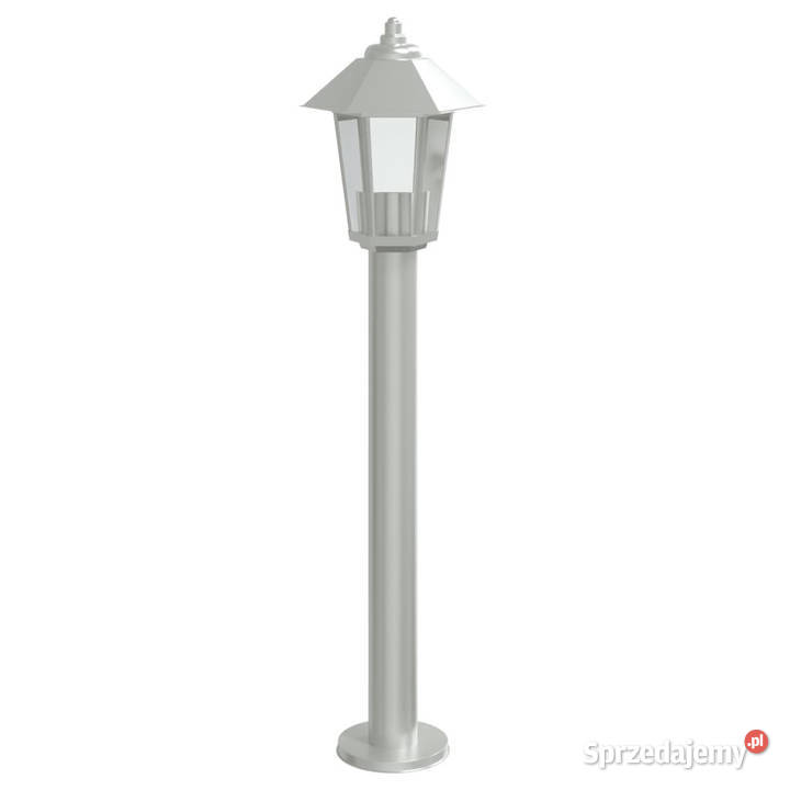 Lampy ogrodowe na słupku 3 srebrne 80 stal