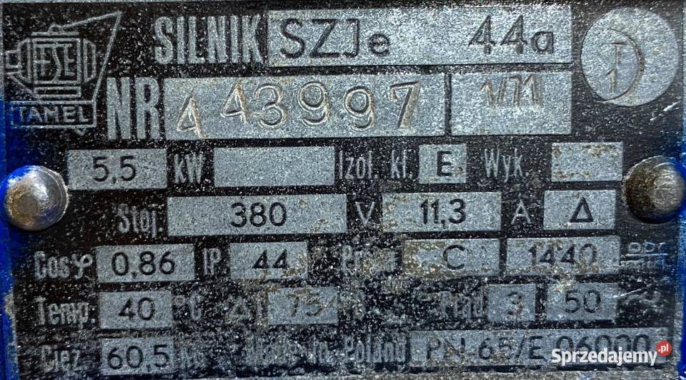 silnik elektryczny 55kW 1440obr 3fazowy Tamel kujawsko-pomorskie Pigża sprzedam