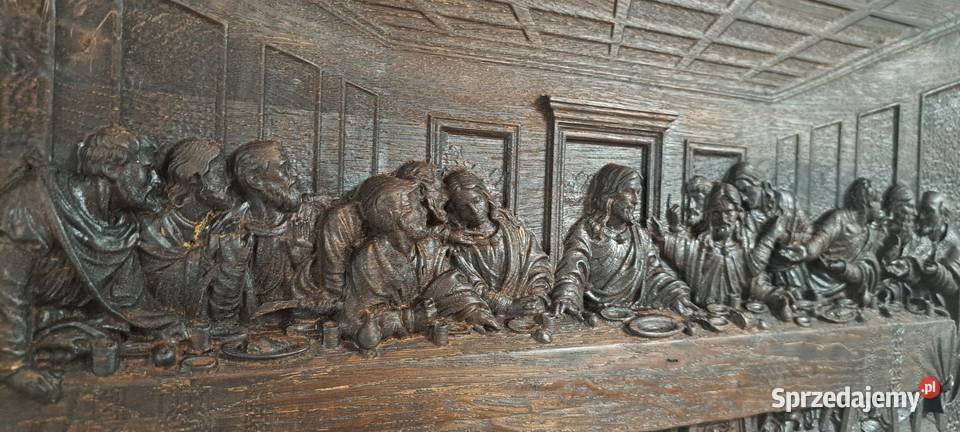 Płaskorzeźba w dębie Ostatnia Wieczerza prezent sprzedam