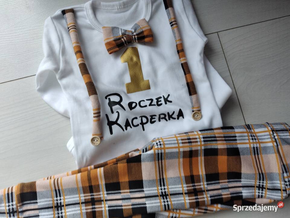 Komplet kratka musztardowa roczek urodziny mazowieckie Otwock