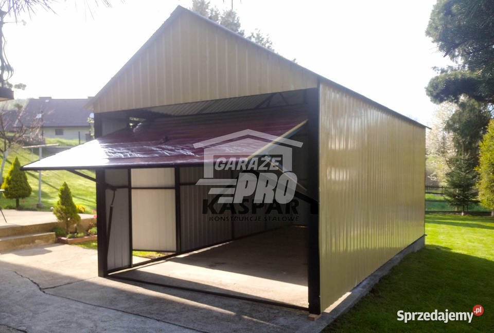 Garaż blaszany 3x6 Brama Brąz Żółty Dach Gdańsk