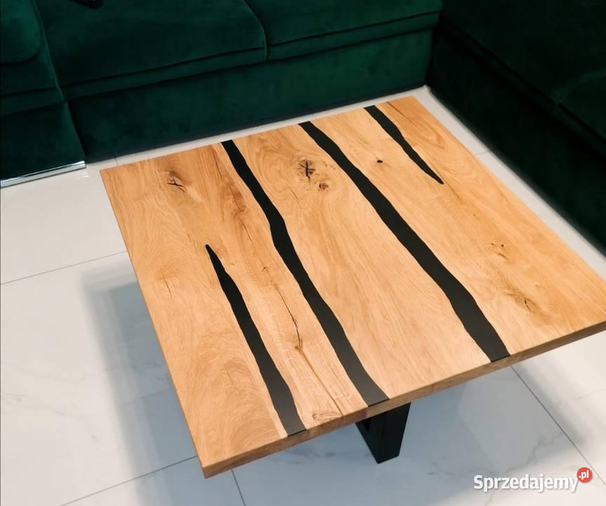 Stolik kawowy dębowostalowy LOFT RESIN wesstol