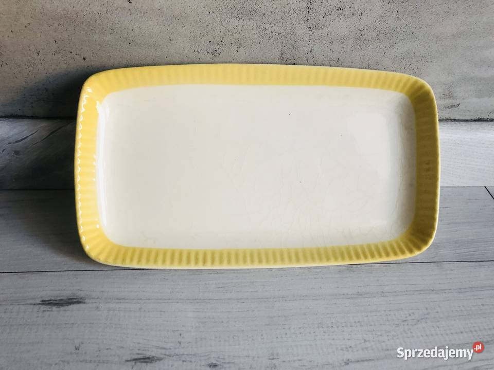 Paterka tacka ceramiczna półmisek VERA PRL żółty łódzkie Łódź