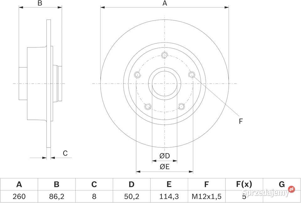 BOSCH 0986479708 Tarcza hamulcowa tył Renault osobowe Szczerbice