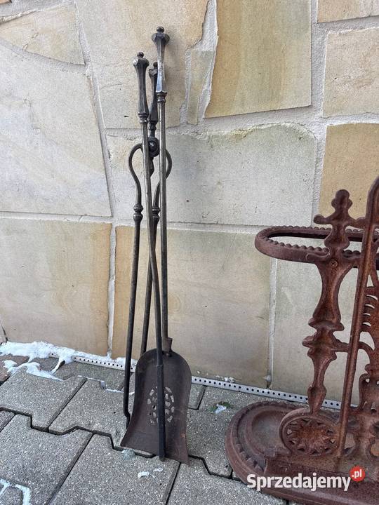 Stary żeliwny zestaw kominkowy Bystrzyca Kłodzka