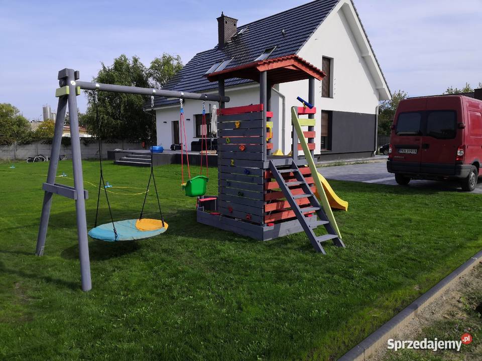 Plac zabaw dzieci huśtawka piaskownia ścianka Kawnice