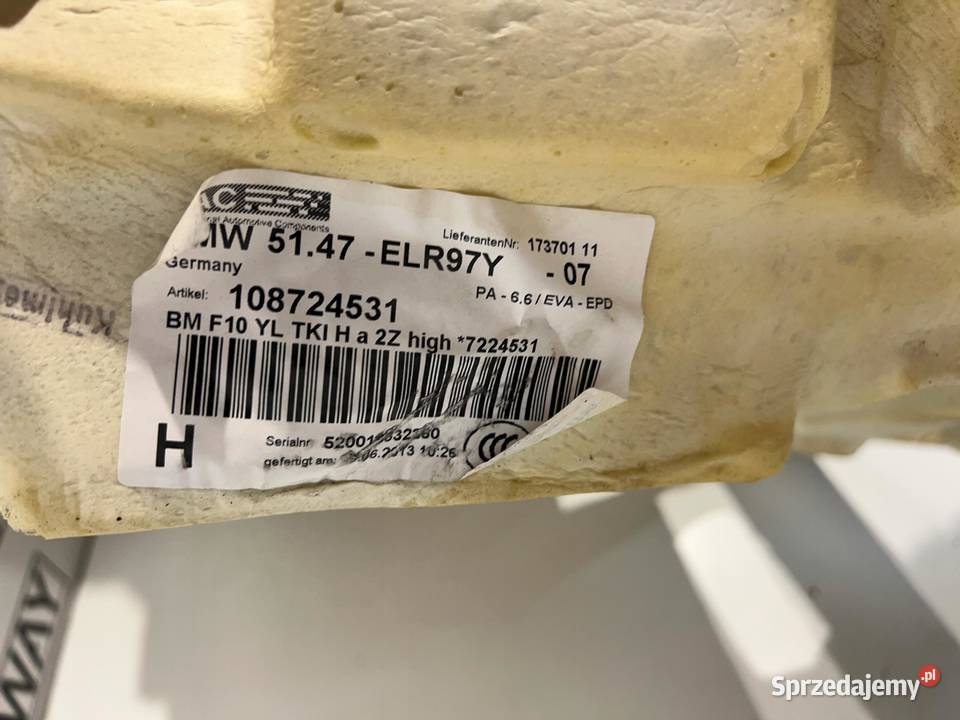 BMW 5 F10 WYKŁADZINA PODŁOGOWA TYŁ DYWAN TYLNY