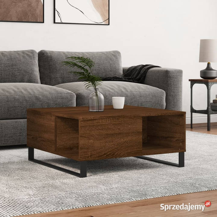 Stolik kawowy brązowy dąb 80x80x365 WM830795 Warszawa sprzedam