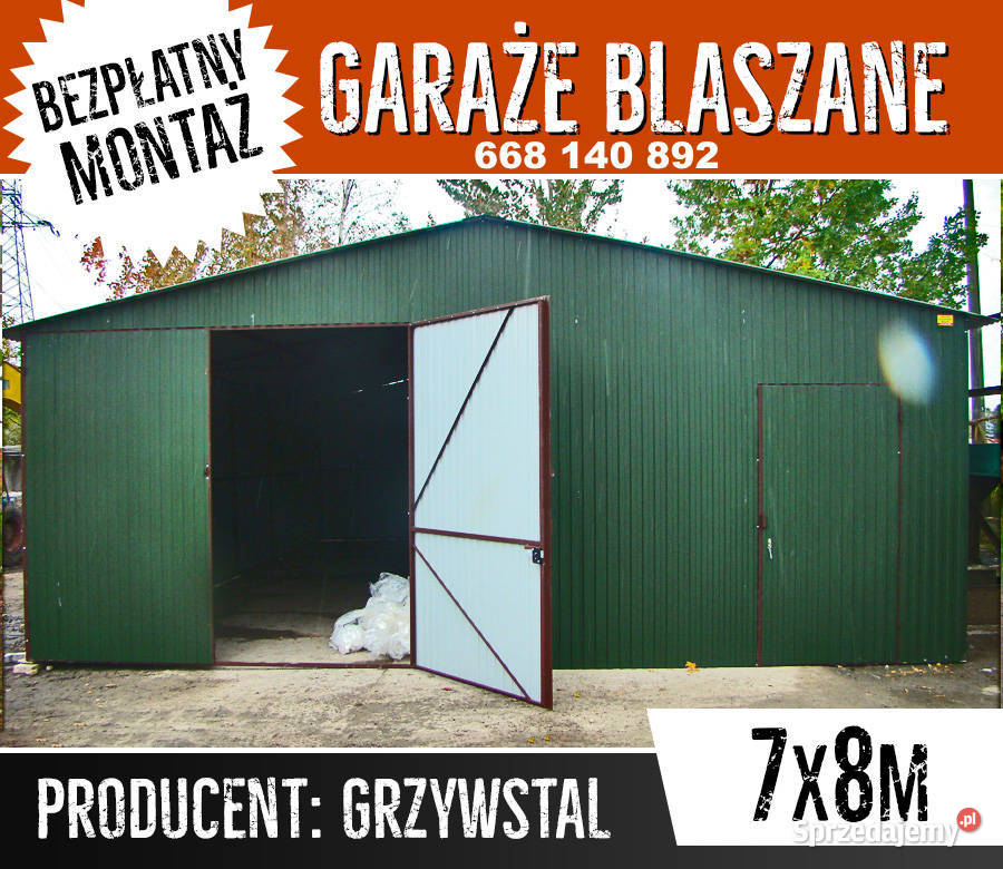 Zielony Garaż Blaszany Dwuspadowy Garaże