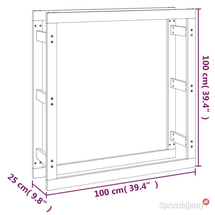 Stojak na drewno opałowe szary 100x25x100 drewno Warszawa